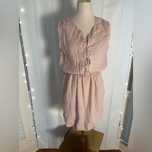 Happy Look Made in Italy Linen Dress Pink Sleeveless Size M NWT